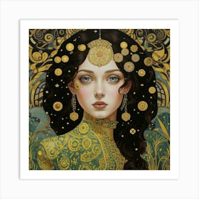 Girl In Gold Art Print