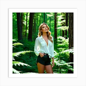 Beautiful Woman In The Forest 7 Art Print