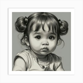 Little Girl With Buns Art Print