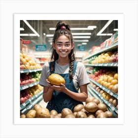 Girl In A Supermarket Art Print