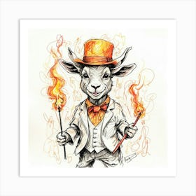 Goat With Torches Art Print