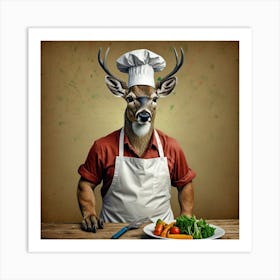 Chef Deer 1 Art Print