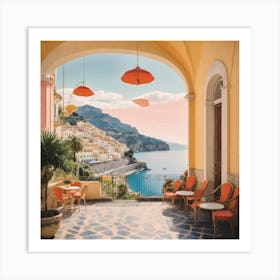 Amalfi Coast Matisse Style, Italy 5 Watercolour Travel Poster Art Print (2) Art Print