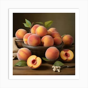 Peaches In A Bowl Art Print Art Print