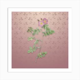 Vintage Pink Sweetbriar Roses Botanical on Dusty Pink Pattern Art Print