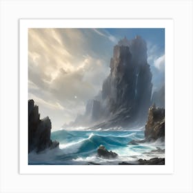 Where Oceans Dance and Cliffs Embrace Art Print