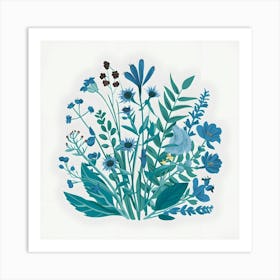 Blue Flowers 15 Art Print