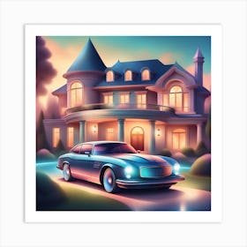 Car In Front Of A House Art Print