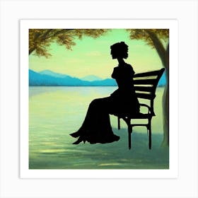 Woman Sitting On A Bench 3 Art Print