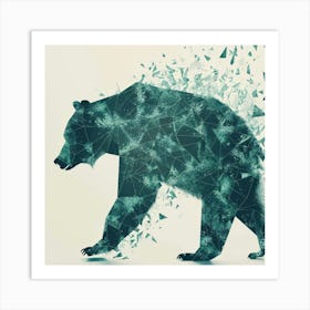 Bear Walking Through Shattered Glass Art Print