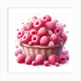 A basket of Raspberries 3 Art Print