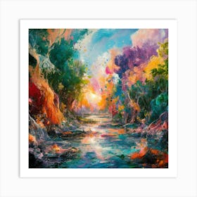 A stunning oil painting of a vibrant and abstract watercolor 12 Art Print