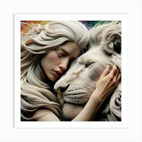 Woman Hugging Her Best Friend Art Print