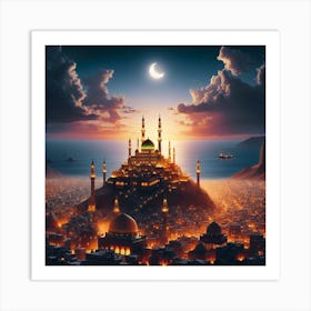 Islamic City At Night 1 Art Print