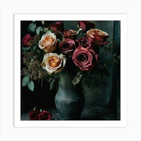 Roses In A Vase Art Print