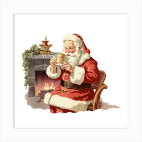 Santa Claus Drinking Tea 5 Art Print