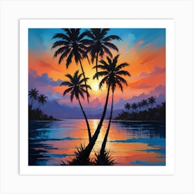 Sunset Palm Trees 4 Art Print