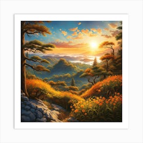 Sunset In The Mountains 5 Art Print