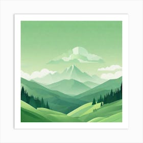 Misty mountains background in green tone 149 Art Print