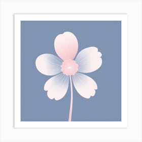 A White And Pink Flower In Minimalist Style Square Composition 126 Art Print