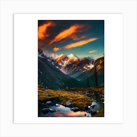 Sunset In The Mountains 16 Art Print