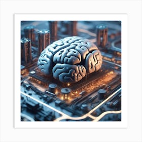 Brain On A City 2 Art Print