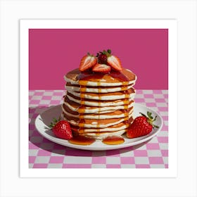 Pancakes With Syrup And Strawberries Art Print