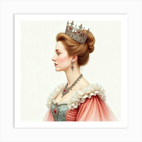 Graceful Watercolor Representation Of Queen Elizabeth I, Majestic And Refined 1 Art Print