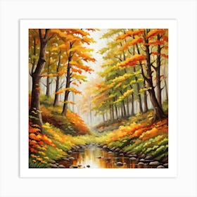 Forest In Autumn In Minimalist Style Square Composition 303 Art Print