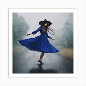 Witch Dancing In The Rain Art Print