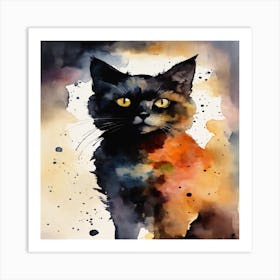 Cat In Watercolor Art Print