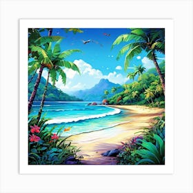 Serene Beaches With Gentle Wave Art Print