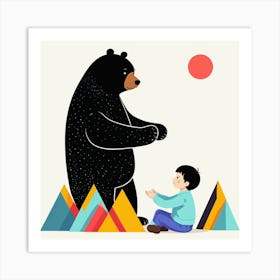 Bear And A Boy 3 Art Print