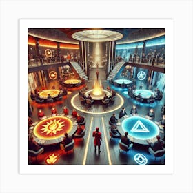 A Sci Fi Themed Restaurant Hosting Faction Nights Art Print