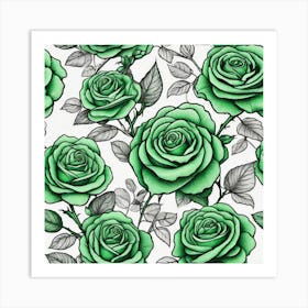 Green Roses 8 Art Print