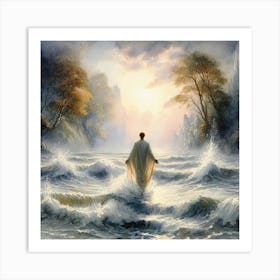 Jesus In The Waves Art Print