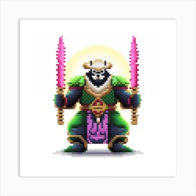 Pixel Art - Panda Monk Warrior #1 Art Print