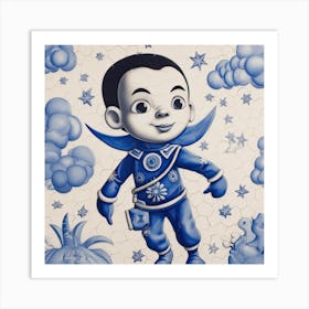 Astro Boy Cartoon Delft Tile Illustration 2 Art Print