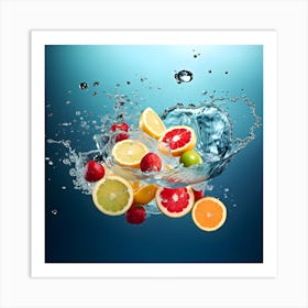 Water Splashing Fruit Art Print