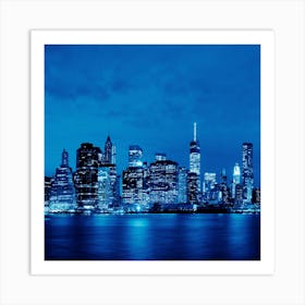 New York City Skyline At Night,manhattan downtown architecture night view Art Print