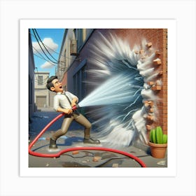 Man With A Hose 1 Art Print