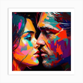 Couple In Love Kiss Fine Art Style Portrait Art Print