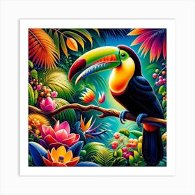 Toucan In The Jungle Art Print