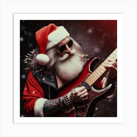 Heavy metal Santa Art Print