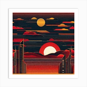 Sunset Cityscape 2 Art Print