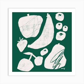 Abstract Fruit Green Square Art Print