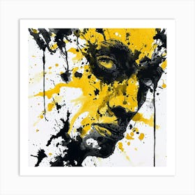 Yellow Splatter Painting Art Print