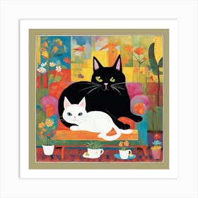 Black And White Cats 1 Art Print