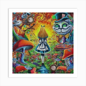 Psychedelic Alice and Wonderland Art Print