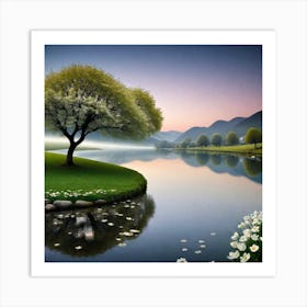 Tree In A Lake 1 Art Print